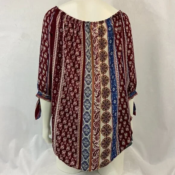 Moa Moa Women's Blouse Top Scoop Neck 1/2 Sleeve Boho Floral Size L New w/o Tags - Picture 4 of 6